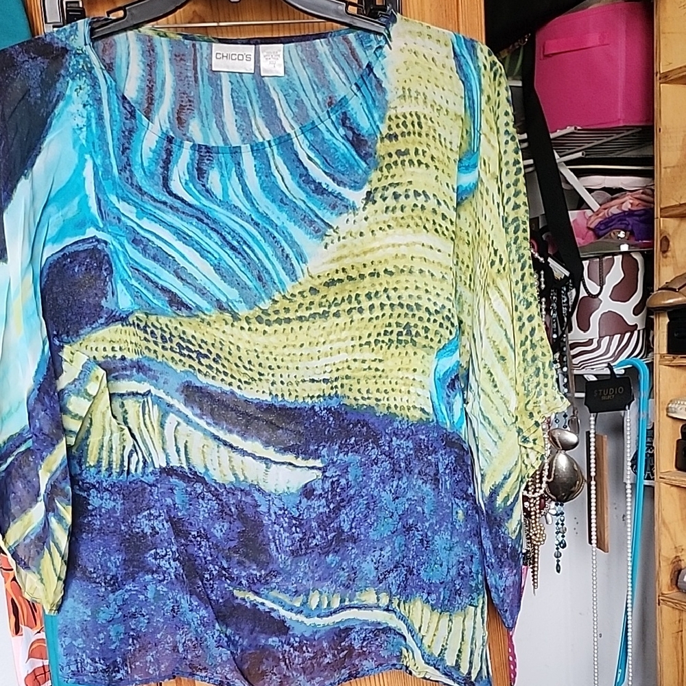 Chico's Vibrant Blue and Green Top